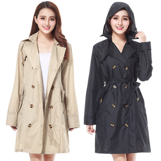 Impermeable Retro Británico para Mujer con Cinturón Ancho