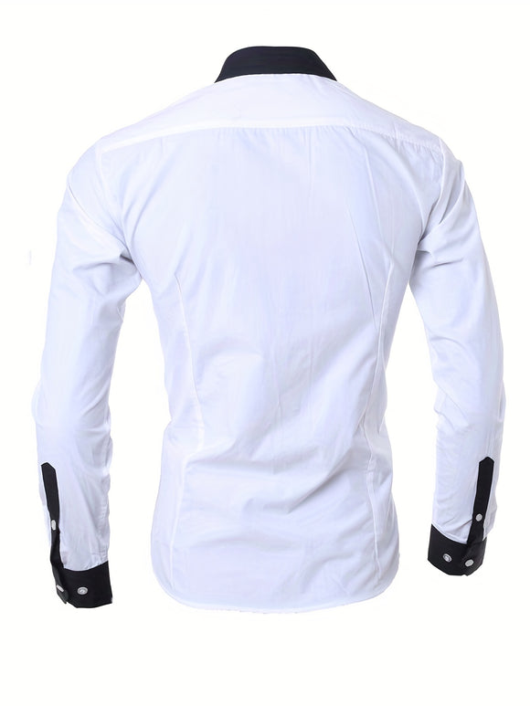 Camisa Manga Larga Bicolor Elegante para Adolescentes