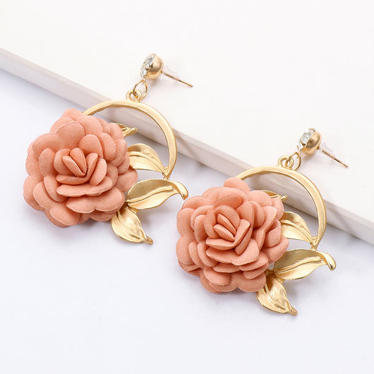 Aretes Colgantes de Tela Floral - Image 25