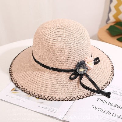 Sombreros Tejidos con Flores para Padres e Hijos - Protección Solar Playa