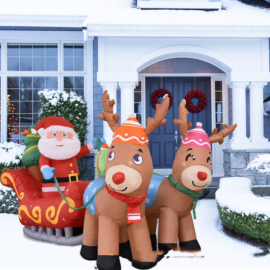 Trineo Navideño Inflable con Papá Noel y Renos