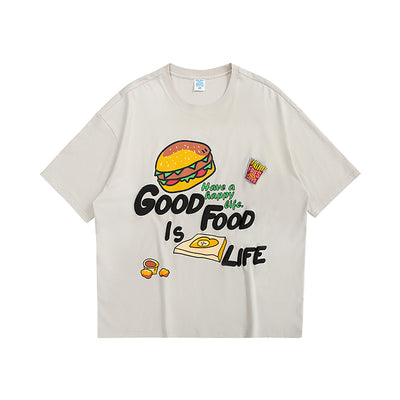 Playera Holgada Estampado Hamburguesa y Papas Fritas Cartoon - Image 7