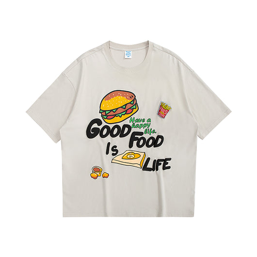 Playera Holgada Estampado Hamburguesa y Papas Fritas Cartoon - Image 7