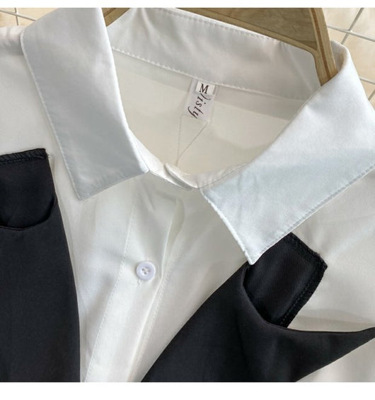 Vestido Ejecutivo con Corbata Integrada y Cuello Solapa - Image 11