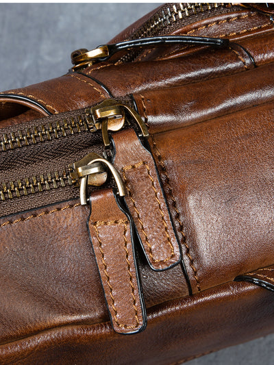 Bolso Mensajero de Cuero Genuino para Hombre - Estilo Retro con Gran Capacidad - Image 13
