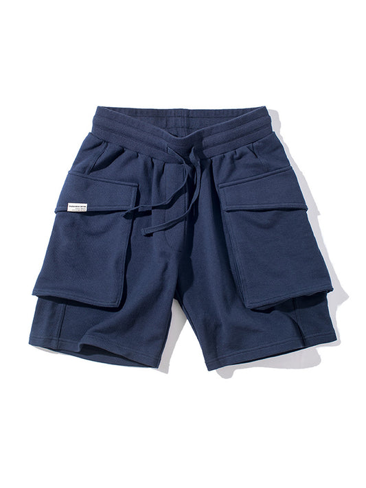 Pantalones Cortos Deportivos de Punto Estilo Militar - Khaki Holgado para Hombre