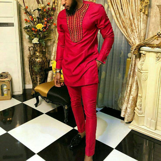 Traje Casual Hombre Otoño con Estampado a Rayas Africano