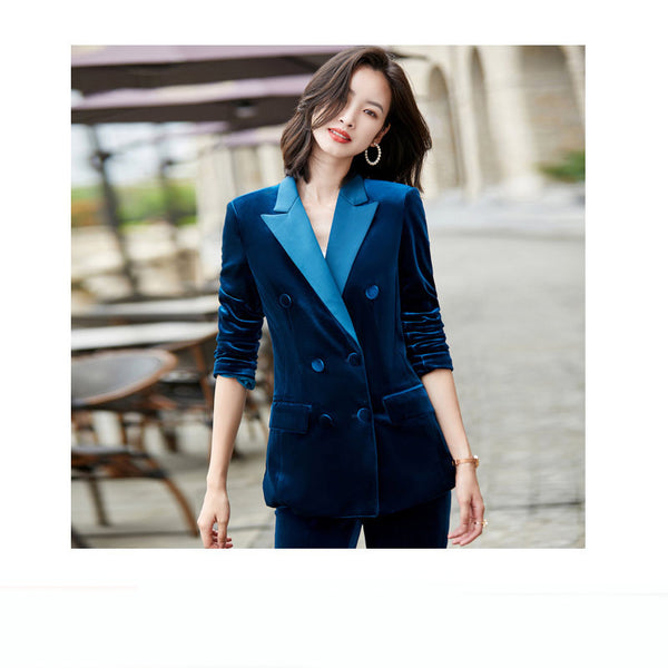Blazer de Terciopelo Dorado Elegante - Saco Ajustado Premium