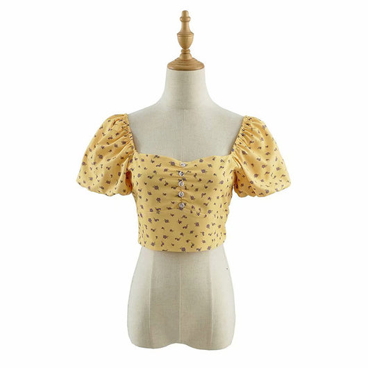 Blusa Princesa Floral Cuello Cuadrado con Mangas Voluminosas - Image 9