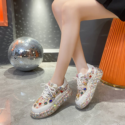 Mocasines Plataforma para Mujer con Tweed Colorido y Piedras - Zapatos Cómodos y Casuales - Image 13