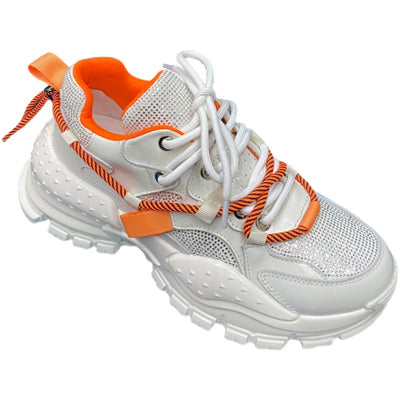 Tenis Plataforma Mujer con Strass y Cordones - Estilo Casual Moderno