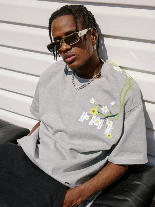 Playera Estival para Hombre con Bordado de Flores - Image 11