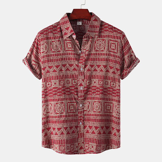Camisa Retro Holgada de Manga Corta para Hombre Talla Grande - Image 12