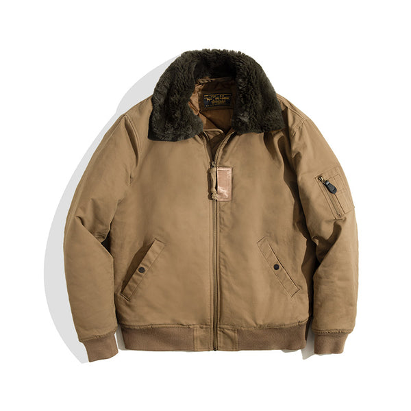 Chaqueta Bomber de Aviador con Cuello de Piel Sintética para Hombre