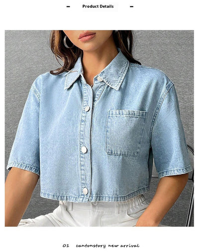 Chaleco Denim Delgado Manga Corta para Mujer - Image 13