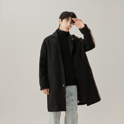 Abrigo de Lana Estilo Coreano Cuello Solapa Elegante