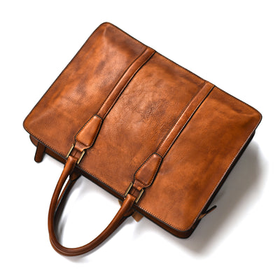 Bolso de Cuero Curtido al Vegetal Estilo Retro Horizontal para Hombre - Image 3