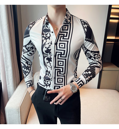 Camisa Manga Larga Estampada Slim Fit para Hombre - Image 26