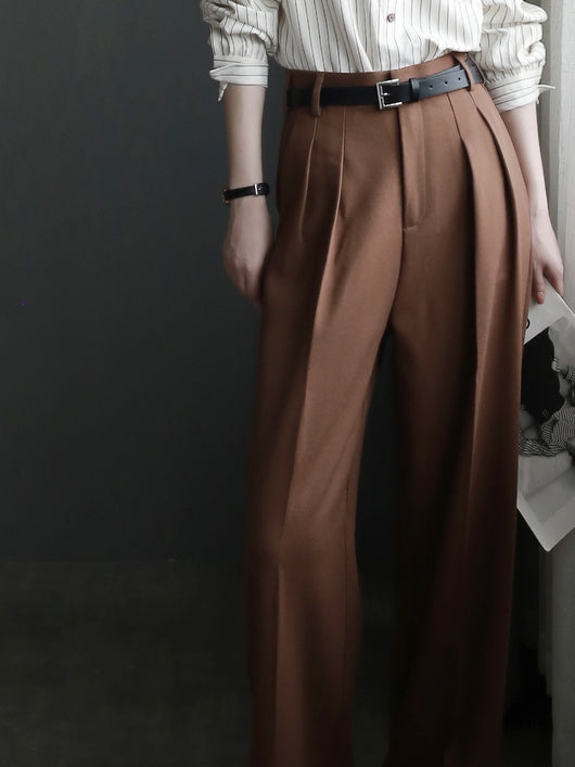 Pantalones de Talle Alto Mujer Pierna Ancha Recta Elegantes - Image 10