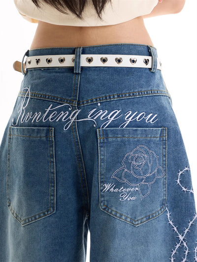 Jeans Retro Americano con Bordado Machete Hot Girl - Image 5