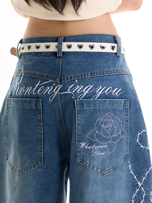 Jeans Retro Americano con Bordado Machete Hot Girl - Image 5