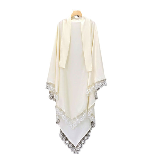 Tocado Árabe Baotou con Encaje - Velo de Moda en Colores Sólidos - Image 5