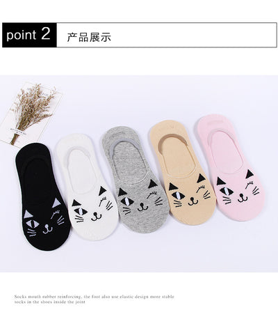 Calcetines Invisibles para Mujer Gato Lady Antideslizantes Algodón Verano - Image 15