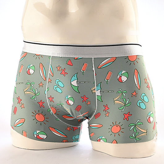Boxers Hombre Estampado Floral Seda de Hielo Cintura Media Transpirables - Image 63