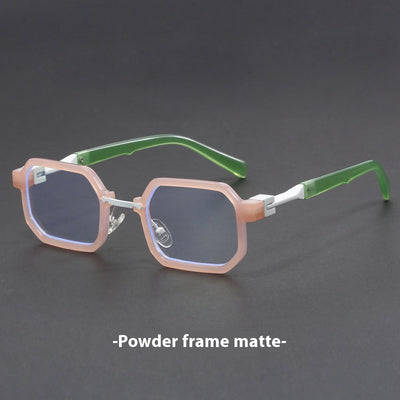 Retro polygon sunglasses for women with a leopard print frame and blue-tinted lenses. - Image 10