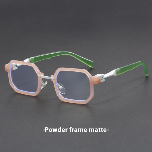 Retro polygon sunglasses for women with a leopard print frame and blue-tinted lenses. - Image 10