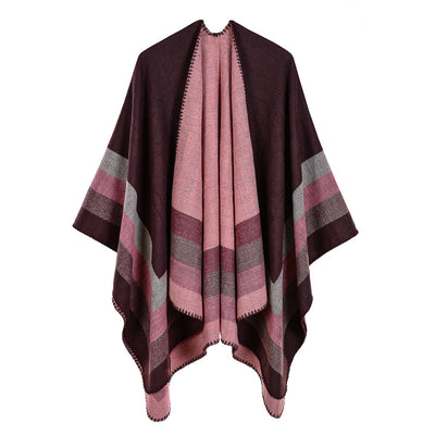 Poncho Cachemir de Marco Amplio con Abertura Frontal - Image 7