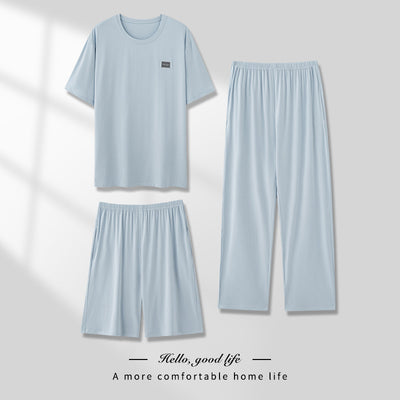 Pijama Hombre Modal Verano - Set 3 Piezas Manga Corta Transpirable