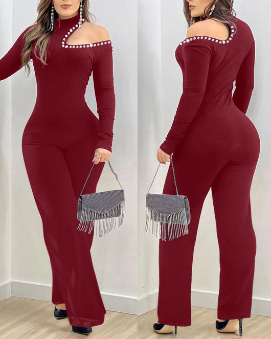 Jumpsuit Elegante con Detalles Calados y Cristales - Image 5