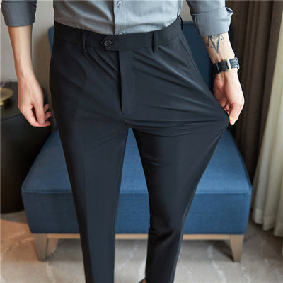 Pantalones de Negocios Casuales Hombre - Tela Nylon Ice Silk Elástica - Image 4