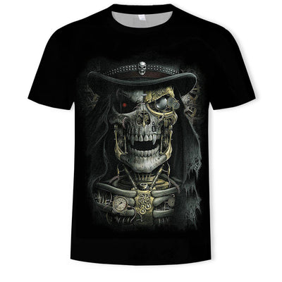 Playera Calavera Impresión 3D Digital Manga Corta Trendy - Image 4