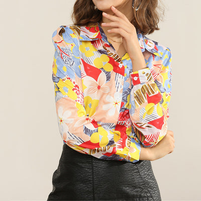 Blusa Casual de Chifón con Estampado Floral y Manga Larga para Mujer - Image 3