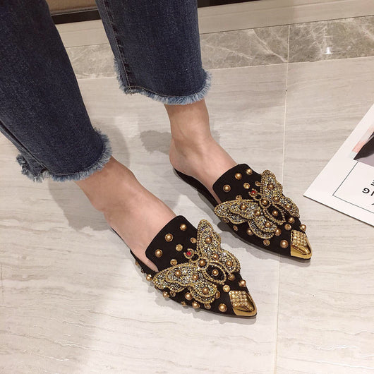 Pantuflas Tipo Baotou con Mariposas de Strass y Punta Abierta - Image 4