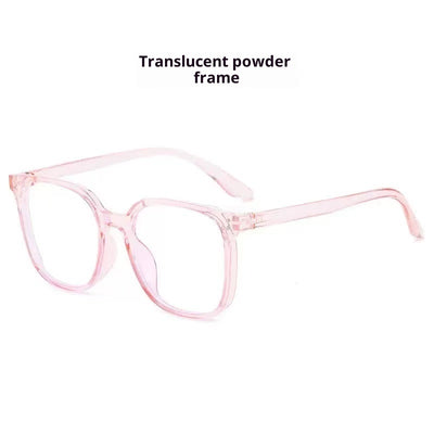 Full-frame trendy blue light blocking glasses with a transparent blue square frame and clear lenses. - Image 8