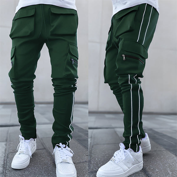 Pantalones de Entrenamiento Reflectantes Holgados y Rectos para Hombre