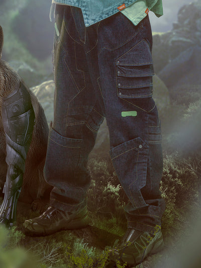 Pantalones Cargo Sueltos de Cintura Alta Estilo Street Punk Funcional - Image 2