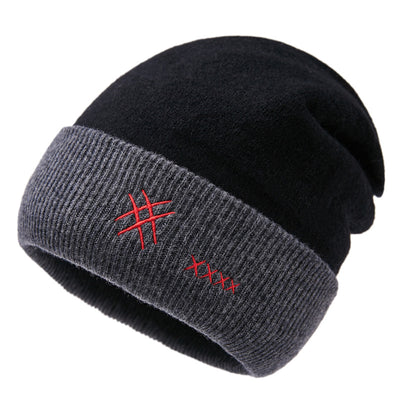 Gorro Tejido Minimalista para Hombre - Diseño Bordado con Letras, Cálido para Otoño e Invierno - Image 4
