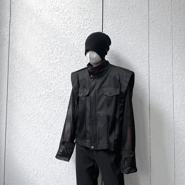 Blusa Suelta de Gasa con Cuello Alto Protección Solar