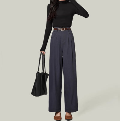 Pantalones Anchos Drapeados Slim para Mujer - Colección Otoño - Image 3