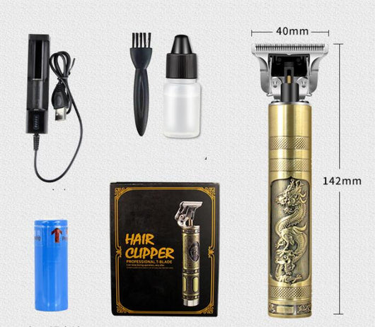 Professional electric hair clipper with gold T-blade, bronze and silver decorative handle, and black wrist strap. - Image 12