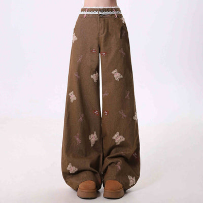 Jeans Harajuku Rectos Bordados Cómodos de Pierna Ancha - Image 5