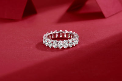 Anillo de Boda Luó Shén - Moissanita Ovalada Premium en Plata S925 y Platino - Image 6