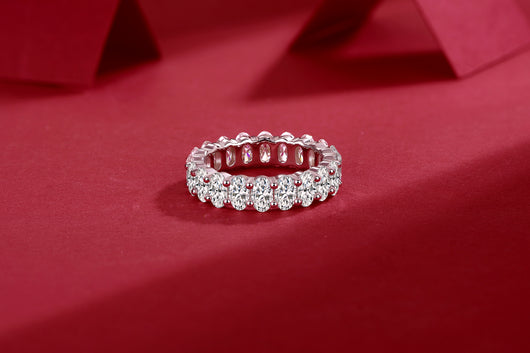 Anillo de Boda Luó Shén - Moissanita Ovalada Premium en Plata S925 y Platino - Image 6