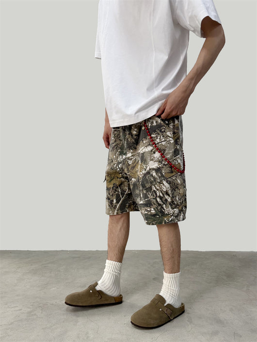 Pantalones Cargo Cortos Camuflaje Ramas Lavado - Multibolsillos - Image 12