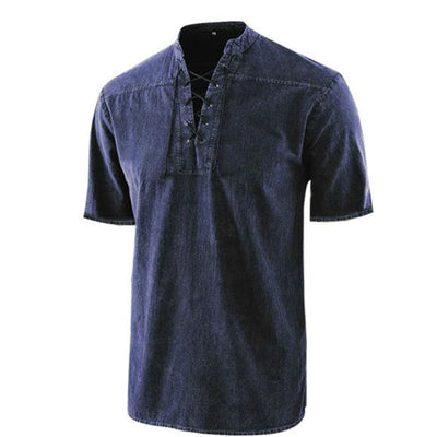 Camisa Retro Hombre Cuello de Corbata Manga Corta Verano - Image 4