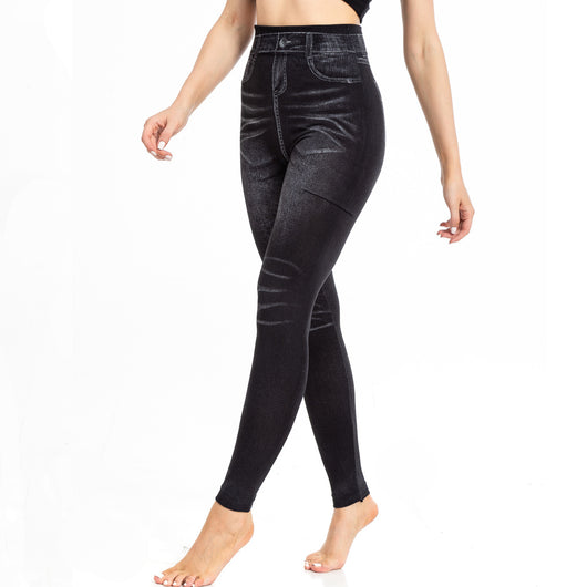 Leggings de Mezclilla Estampados con Pliegues - Comodidad y Estilo - Image 25